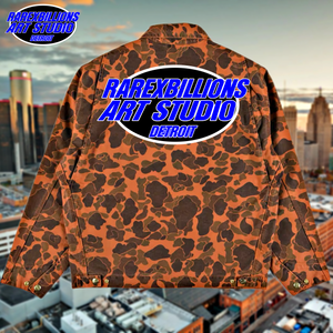 🚨RAREXBILLIONS ART STUDIO CAMO TRUCKER JACKET (PRE-ORDER)🚨